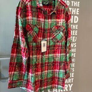 Angry Minnow Red and Green Plaid Button Down Shirt